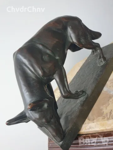 34см-4кг Diller статуетка/стара немска бронзова скулптура/фигура на куче-немска овчарка, снимка 3 - Статуетки - 50276725