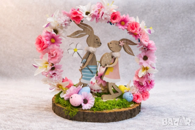 Великденска декорация със зайчета 