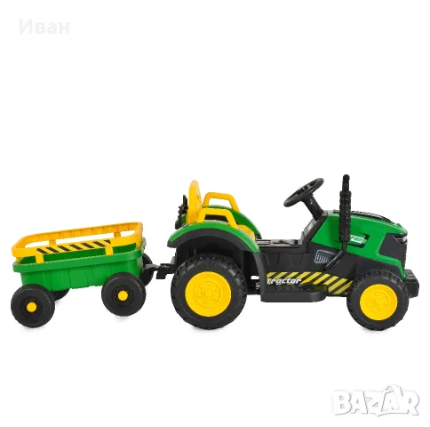 ТОП ЦЕНА!НОВО!Акумулаторен трактор с ремарке TERRON GREEN с 12V батерия,дистанционно,USB, снимка 3 - Детски велосипеди, триколки и коли - 55894033
