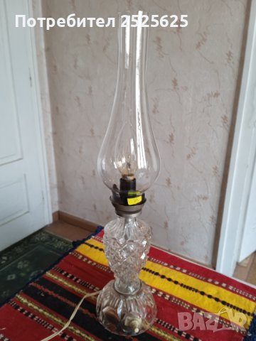 Стъклена настолна ел.лампа, снимка 1 - Настолни лампи - 40616599