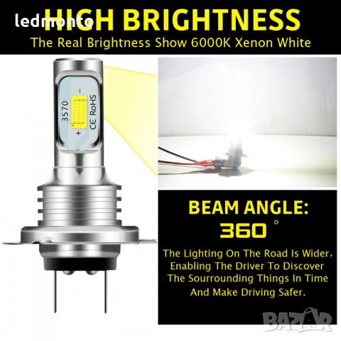 Лед крушки H7 , H1 , H11 LED лед крушки Х7 мини лед крушки, снимка 6 - Части - 34428981