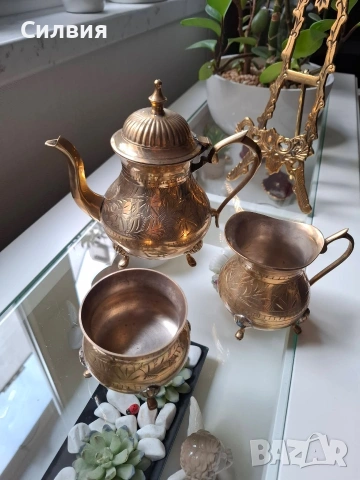 Комплект от месинг , снимка 2 - Антикварни и старинни предмети - 53893116