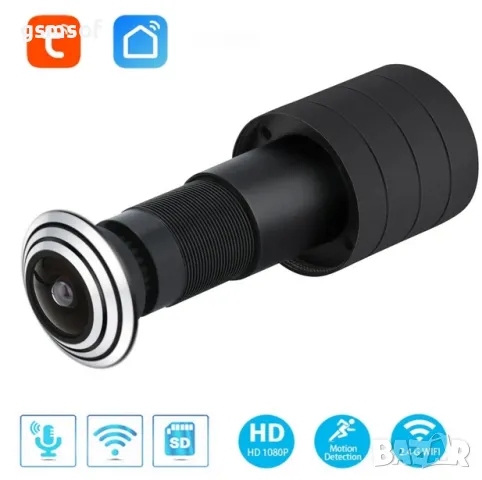 WiFi камера за шпионка на врата Tuya, Smartlife, снимка 7 - IP камери - 47747969