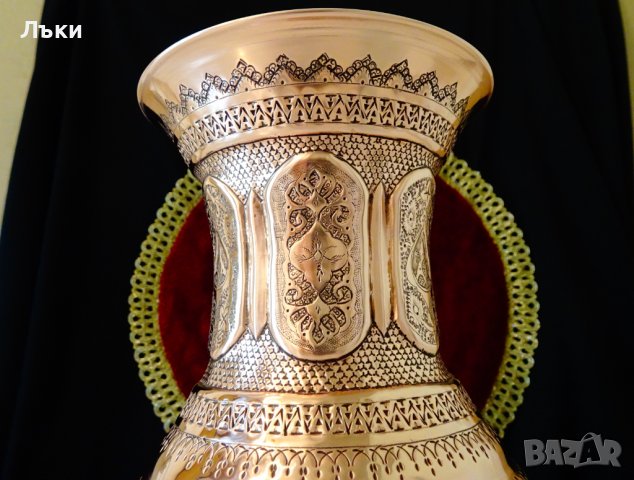 Персийска медна ваза Isfahan Qalamzani. , снимка 5 - Вази - 37818319