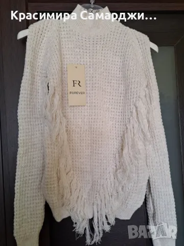 Пуловер- бял, снимка 3 - Блузи с дълъг ръкав и пуловери - 47377877