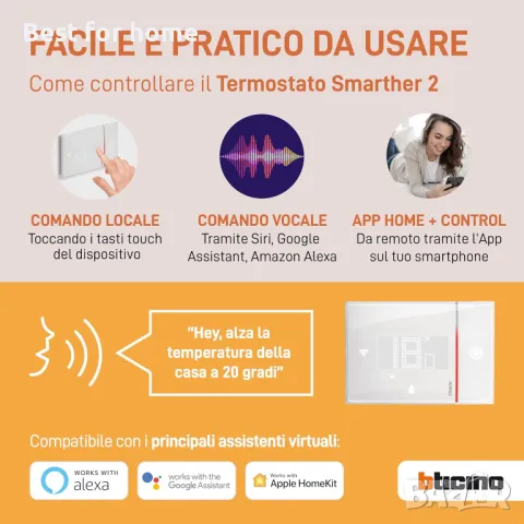 WIFI ТЕРМОСТАТ Smarther2 с Netatmo- BTicino SXM8002, снимка 6 - Отоплителни печки - 48460941