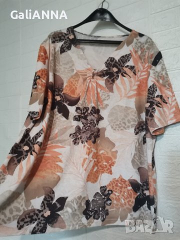 СТРАХОТНА ТУНИКА С ЦВЕТЯ РАЗМЕР 3XL-4XL, снимка 3 - Туники - 38097874