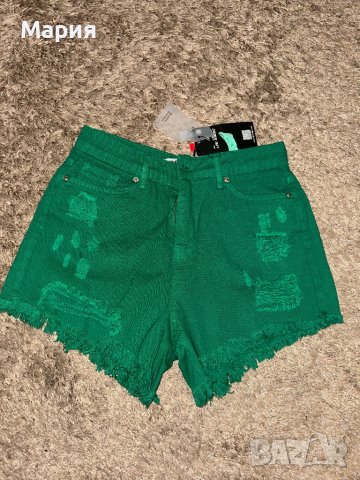 Дънкови къси зелени панталонки, снимка 2 - Къси панталони и бермуди - 42722813