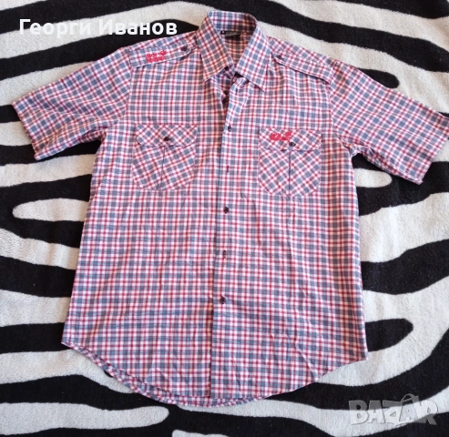 %SALE! КАТО НОВА JACK WOLFSKIN Size M оригинална карирана риза с къс ръкав Джак Улфскин Plaid Shirt