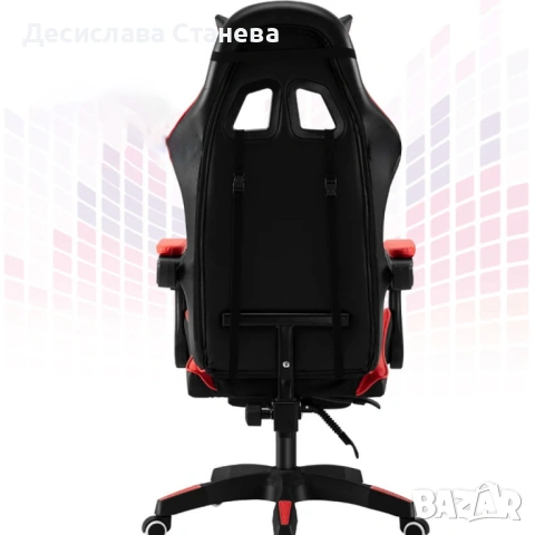 Геймърски стол с регулируема височина, лумбална възглавница и метална основа, снимка 4 - Други стоки за дома - 53144194