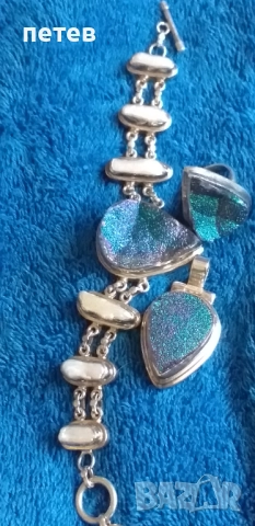 Сребърна гривна . Сребърна висулка. Сребърен пръстен., снимка 3 - Антикварни и старинни предмети - 52789683