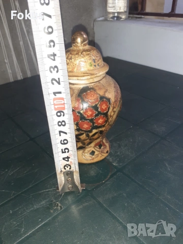 Красива стара ваза буркан с капак порцелан Сатцума Satsuma, снимка 7 - Антикварни и старинни предмети - 53313009