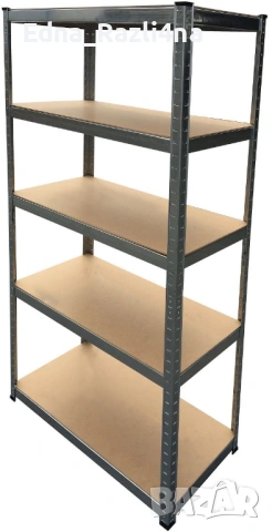Стелаж с 5 рафта - 180 х 90 х 30 cm, 100 kg на рафт, сив