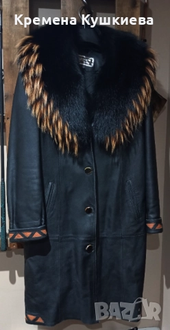 Дамско палто от естествена кожа с прекрасна яка естествен косъм, снимка 7 - Якета - 52457697