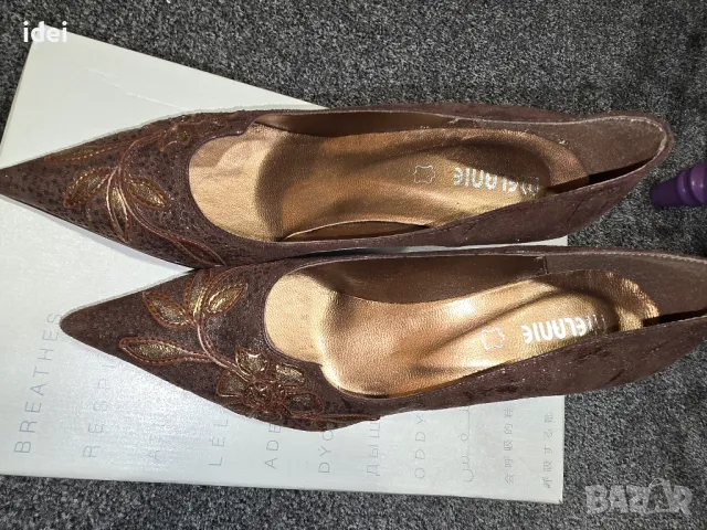 Дамски елегантни обувки на висок ток 40 номер големи кафяви, снимка 3 - Дамски обувки на ток - 47902530