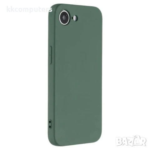 Силиконов кейс iPaky матиран, За iPhone 16e, Тъмнозелен и Протектор, снимка 4 - Калъфи, кейсове - 50744366