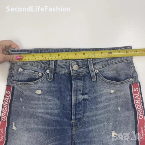 Мъжки дънки Jack And Jones Fred Tapered Leg с копчета, размер 28 x 32, странични надписи, снимка 6 - Дънки - 53010985