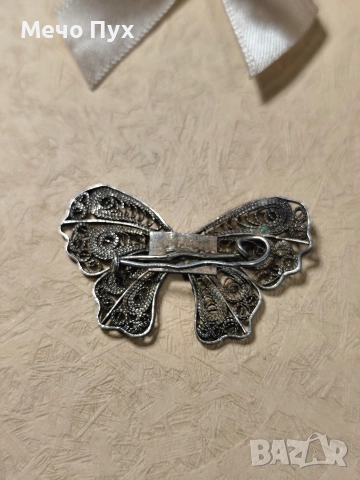 Стара сребърна брошка филигран (16), снимка 6 - Колиета, медальони, синджири - 52713829