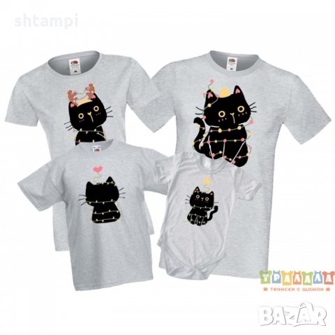 Коледни Тениски с Черни Котки, снимка 2 - Тениски - 35169159