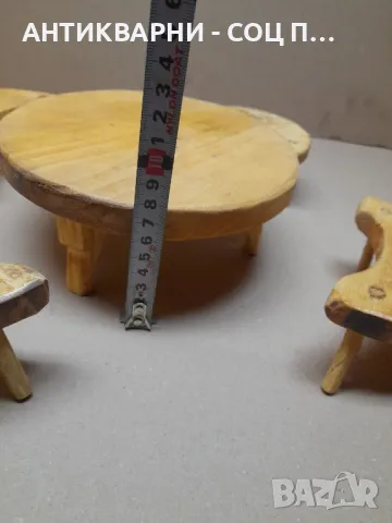 Комплект Ръчно Изработен Стар Макет На  Софра С Трикраки Столчета., снимка 12 - Антикварни и старинни предмети - 48057717