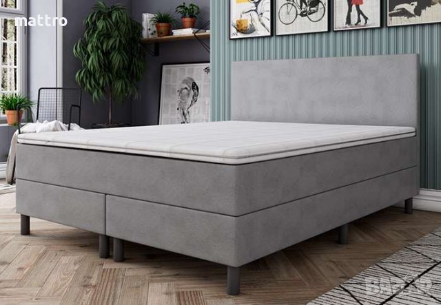 (-49%) Легло Боксспринг Рива Light Grey с БЕЗПЛАТНА доставка в цялата страна!