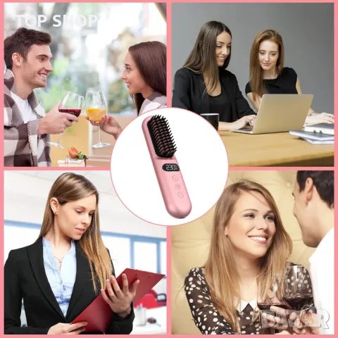 Gabrella  Керамична четка за изправяне на коса за жени, бързо загряваща, регулируема температура, снимка 6 - Преси за коса - 49629197