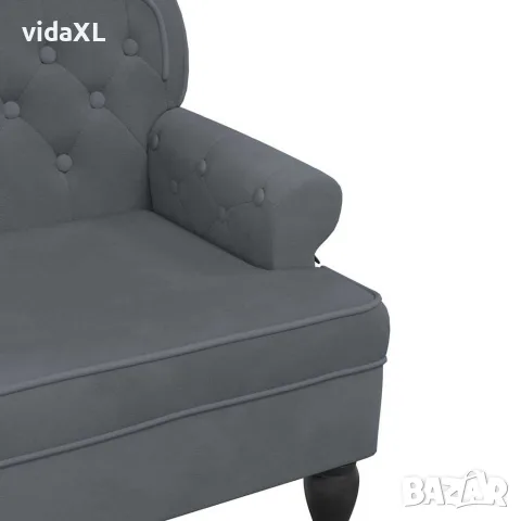 vidaXL Пейка с облегалка, тъмносива, 119,5x64,5x75 см, кадифе, снимка 7 - Дивани и мека мебел - 56147413