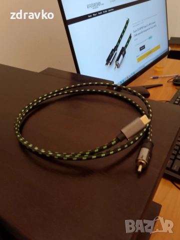 Коаксиален кабел Cayin CS-30TCR Type-C към RCA  1m., снимка 4 - Аудиосистеми - 52288816