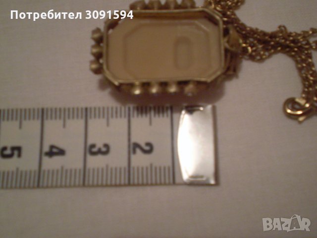 Камея медальон на верижка месинг многоцветно стъкло камеята е изработена от висококачествени материя, снимка 7 - Антикварни и старинни предмети - 35159842