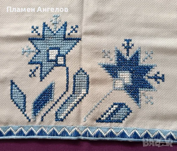 Каре ръчно бродирано на ленена панама. , снимка 2 - Декорация за дома - 48559353