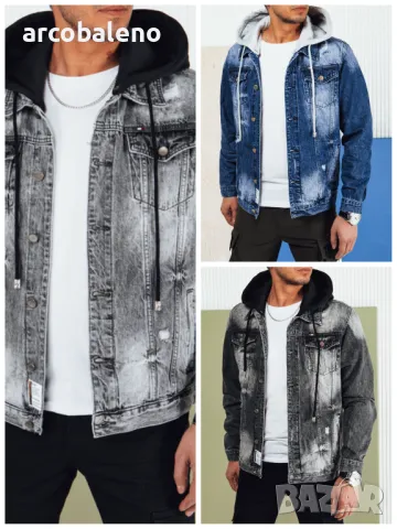 Мъжко дънково яке с качулка, 3цвята 