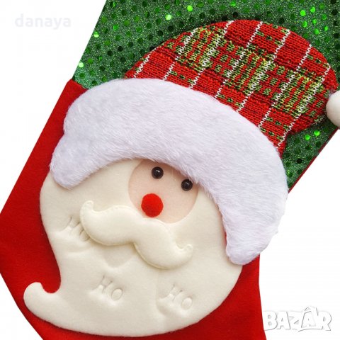 1836 Коледен чорап за подаръци с Дядо Коледа и пайети, снимка 2 - Декорация за дома - 30783362