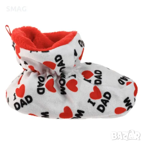 Бебешки бели буйки пантофи с принт Love Mom Dad S_1243662, снимка 3 - Бебешки обувки - 49897137