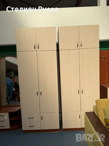 130866  двукрилен MDF МДФ гардероб 195/90см с надстройка 90/50см цена 230 лв или 112 евро  за 1 брой, снимка 1