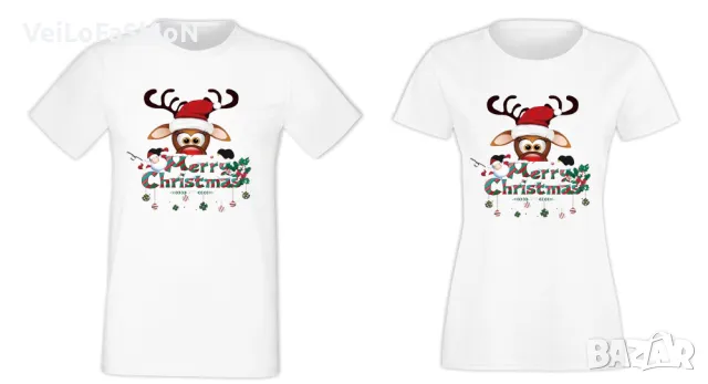 Нови коледни тениски за двойки Merry Christmas с Еленче, снимка 1