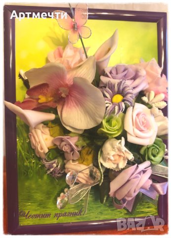 Пано от изкуствени рози в рамка, снимка 2 - Пана - 39875120