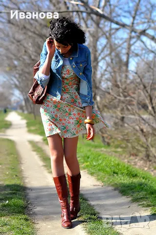 Спрингфийлд бохо рокличка. Рокля с колан на бранда SPF, снимка 8 - Рокли - 49611460