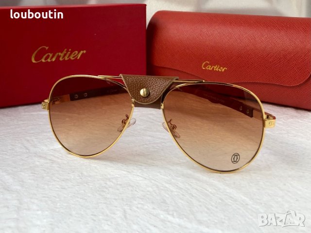 Cartier 2023 мъжки слънчеви очила с кожа и дътвени дръжки , снимка 8 - Слънчеви и диоптрични очила - 42796056