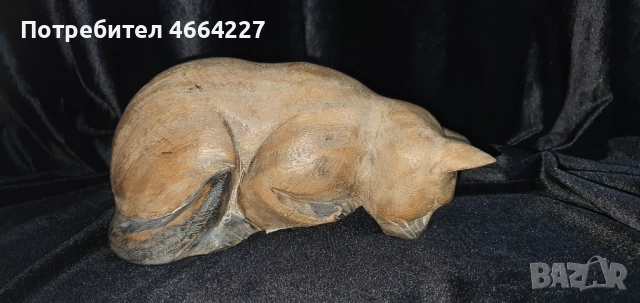 Ръчно изработена дървена фигурка на котка, снимка 3 - Декорация за дома - 52860535