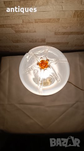 Стара месингова нощна лампа с духано стъкло - Антика - №45, снимка 10 - Антикварни и старинни предмети - 42114383