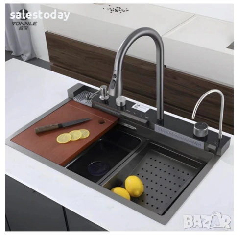 Мивка с интегрирана чешма, дозатор+ приставка за чаши