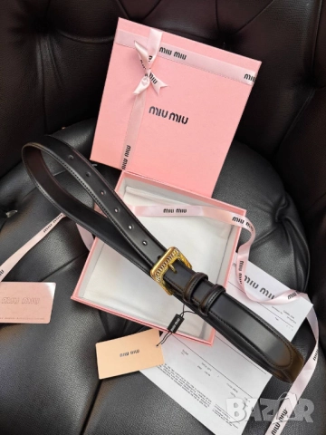 Колан+сертификат+торбичка от естествена кожа в кутия miu miu louis vuitton 2,7см, снимка 3 - Колани - 52013805