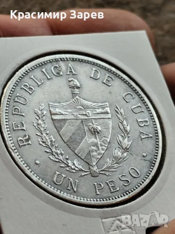 1 песо 1934 год,Куба, сребро, тегло 26.72 гр, проба 900/1000, снимка 3 - Нумизматика и бонистика - 47718239