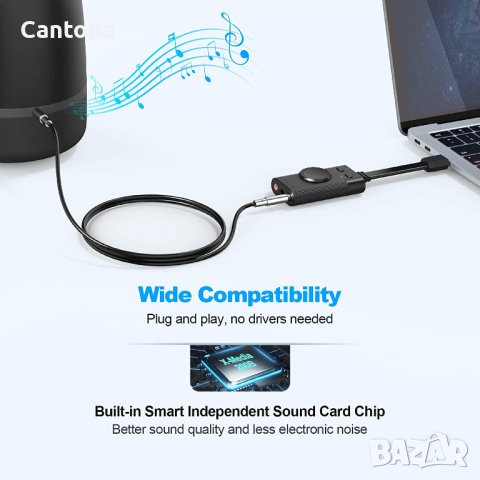 TechRise USB Stereo Sound Adapter - активен аудио адаптер USB към 3.5 мм. жак за слушалки и микрофон, снимка 5 - Други - 40418831