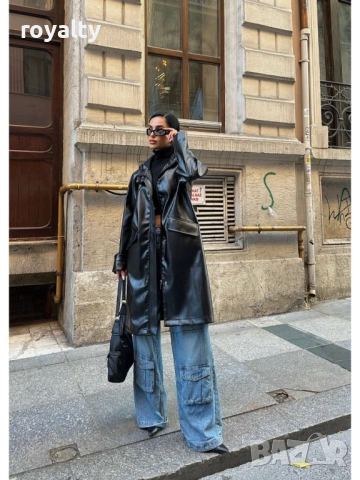 Дамско Черно Непромокаемо Палто , снимка 5 - Палта, манта - 52221213