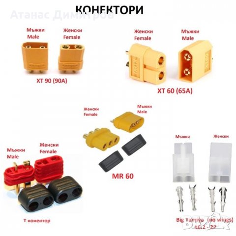 Конектори - XT60, XT90, T, Big Tamiya и други, снимка 1