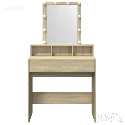 vidaXL Тоалетка с LED, дъб сонома, 80x41x144,5 см, снимка 5 - Тоалетки - 56148132