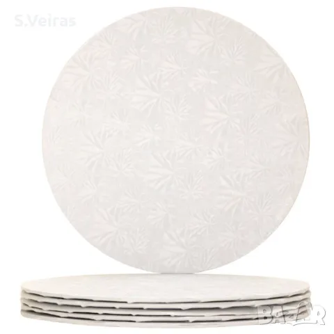 5 Броя Подложки за Торта, Височина 6 мм, Бяла, 4 Размера