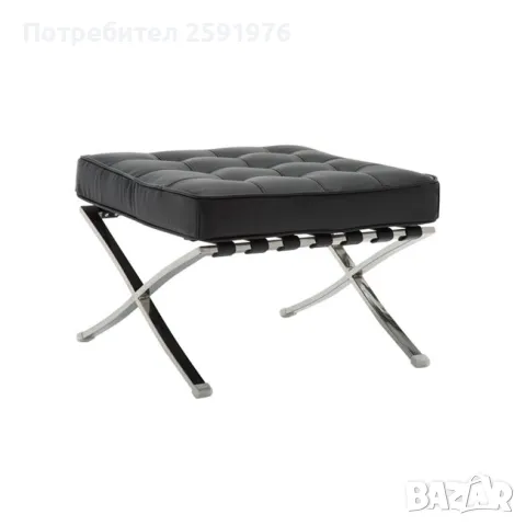 Дизайнерска табуретка BARCELONA, черна еко кожа и хром, ПРОМО, снимка 1