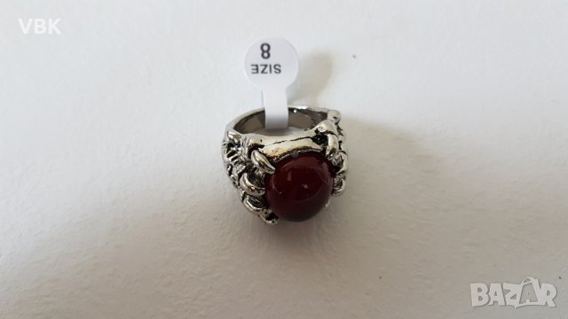 Рокерски пръстен с камък Размер 8, снимка 7 - Други - 32085908